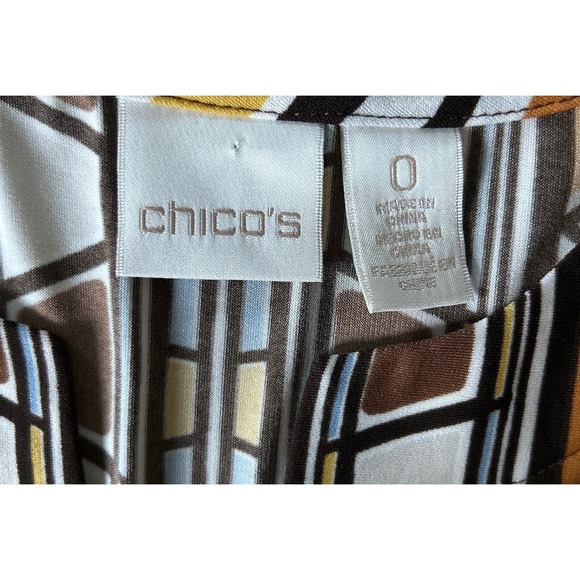 Chicos Women’s Size Small African 70s V Neck Inspired Tunic Blouse Top - Picture 6 of 8